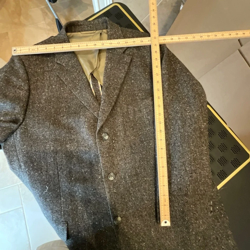 CESARANI Mens 46R Tweed Blazer Jacket Brown Wool Blend Classic Business Casual‎